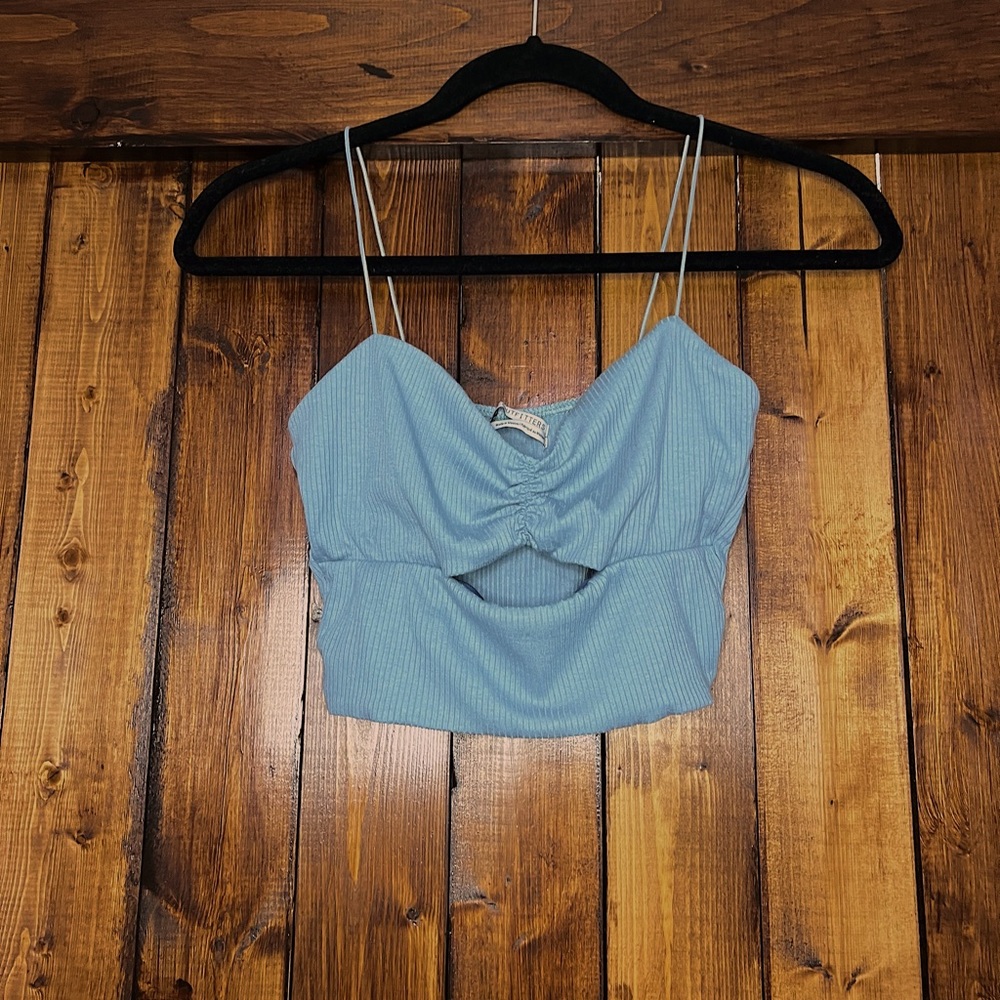 Urban Outfitters, tank top with front cut out, sky blue, small